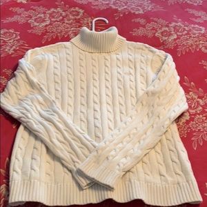 Cream 100% Cotton Cable Knit Turtleneck